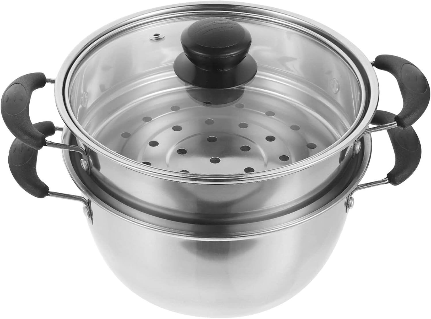 Angoily Stainless Steel Stock Pot with Steamer Heavy Duty Food