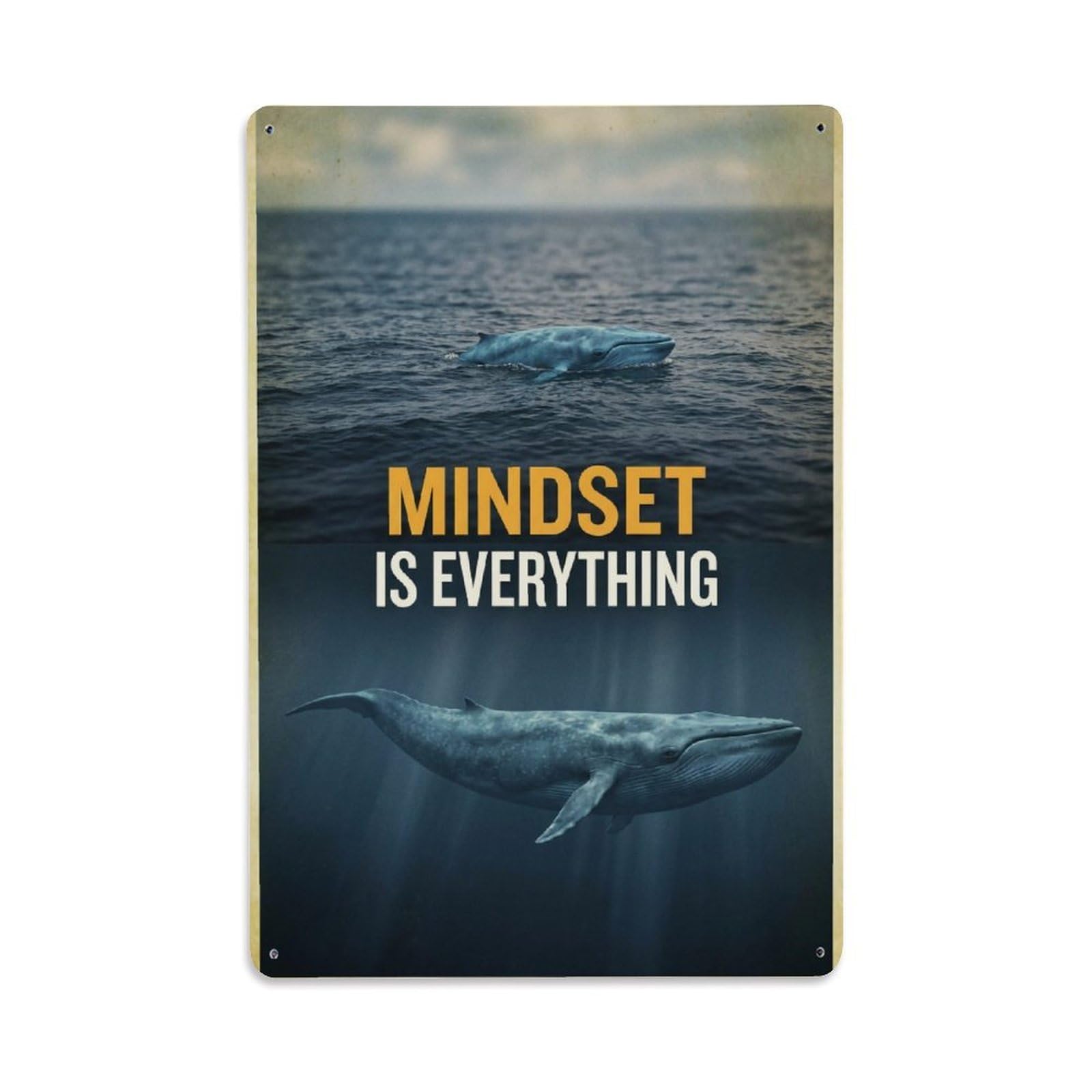 Mindset Is Everything Blue Whale Motivation Quote Metal Tin Sign