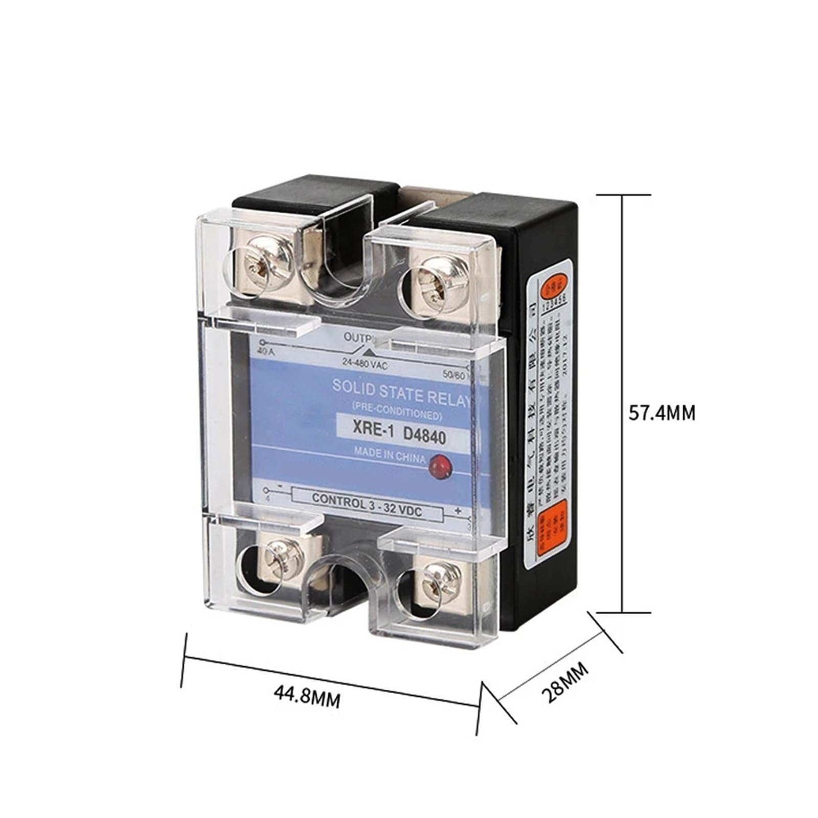 Relé de Estado sólido con Cubierta de plástico, 10A ~ 150A, DA DD AA, Control monofásico de CC, CA de 220V a 3-32VDC SSR-10DA 25DA 40DA(DD,40A)