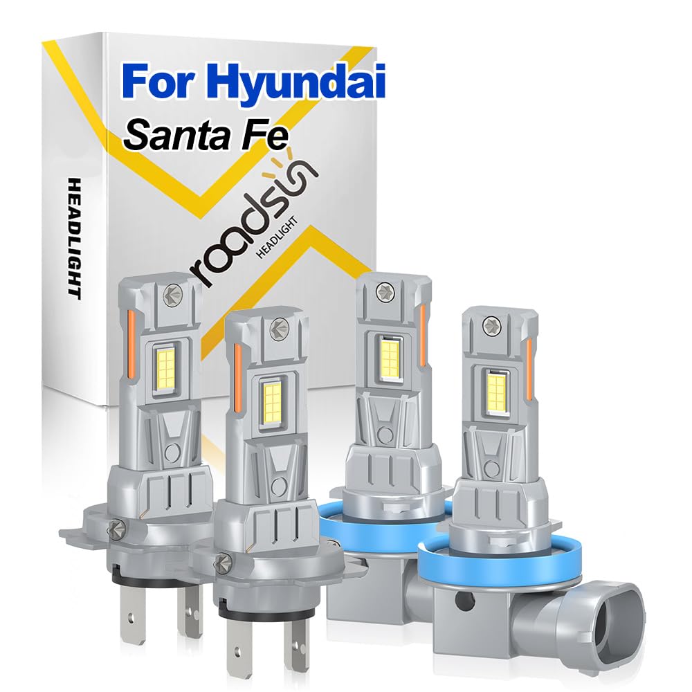 Bombillas LED Para Faros Delanteros, 20000LM, 12V, 6000K Blanco, H7 Luz De Carretera, H11 Luz De Cruce, Luces LED anti-deslumbramiento, tubo de cobre único, For Hyundai Santa Fe 2007-2012