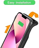 Vista 3 de Funda de batería para iPhone 13 Mini, 6500 mAh, delgada, portátil, recargable, protectora, funda de carga de banco de energía, compatible con iPhone