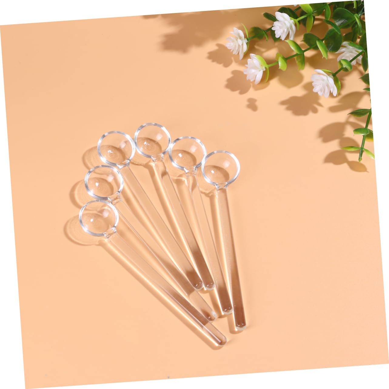3pcs Long Handle Glass Spoon Sugar Spoon Dessert Spoon Coffee Stirring Spoon Glass Flatware Glass Tea Spoon