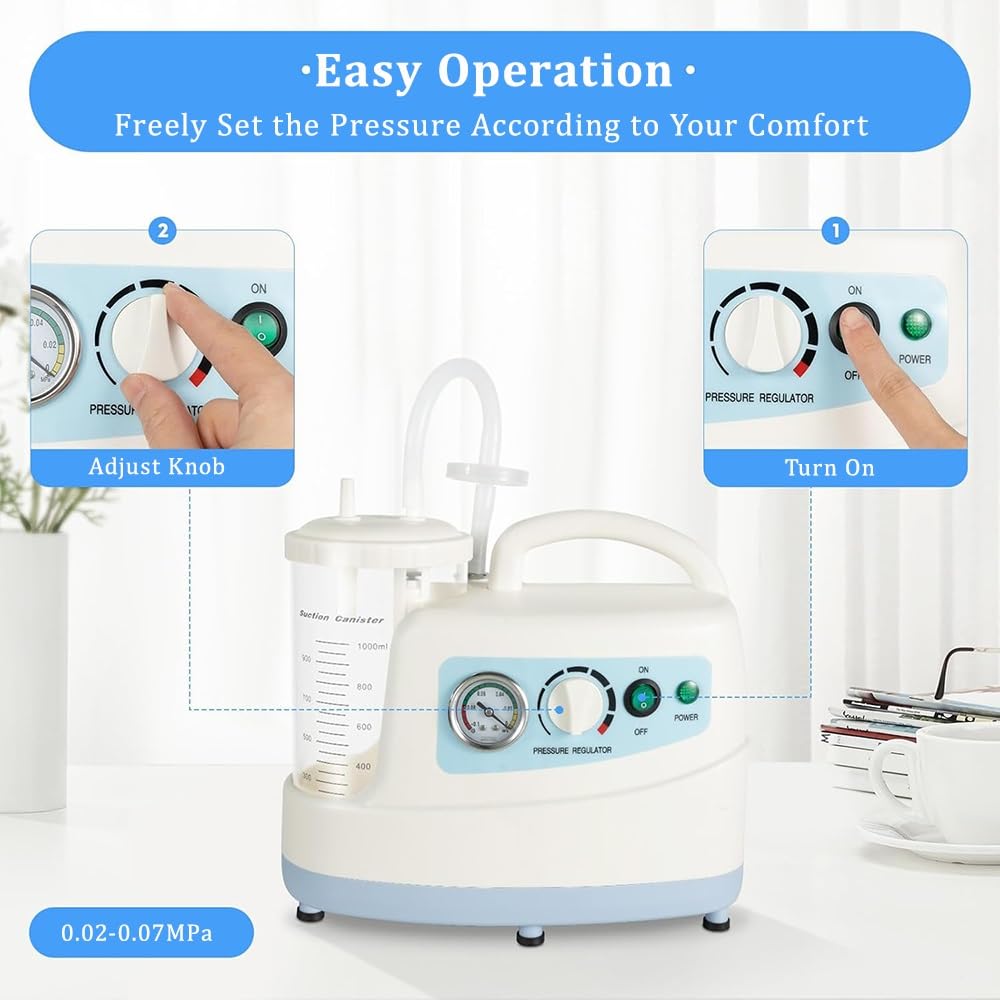 Unità di aspirazione medica elettrica portatile, aspiratore catarro per assistenza domiciliare, dispositivo di aspirazione del muco e dell'espettorato, silenzioso e ricaricabile