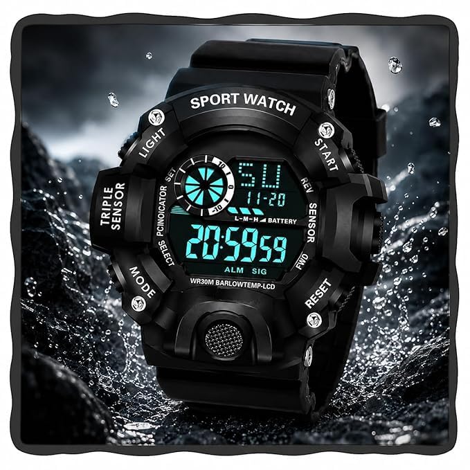 SELLORIA new Digital Red Trending New Fresh Arrival Elegant Looks Black Watch for Boys Unisex Sports Watches (Black)