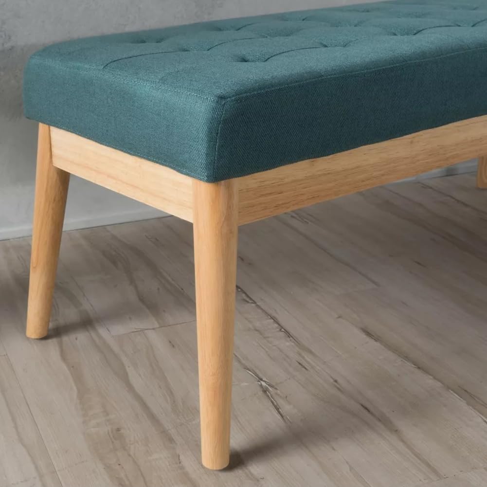 BAKAJI Panca Fondoletto in Tessuto con Struttura Legno, Cassapanca Pouf Camera da Letto, Ingresso, Ufficio, Cameretta, Soggiorno, Salotto, Panchina Ottomana Imbottitura Alta Densità (Verde)