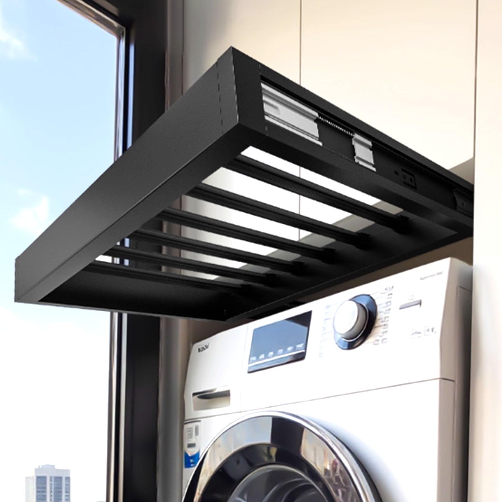Tendedero sobre Lavadora: Organizador extraíble Oculto para Pantalones y Ropa, solución de Armario Que Ahorra Espacio, Almacenamiento Multifuncional para un Uso eficiente en el hogar.