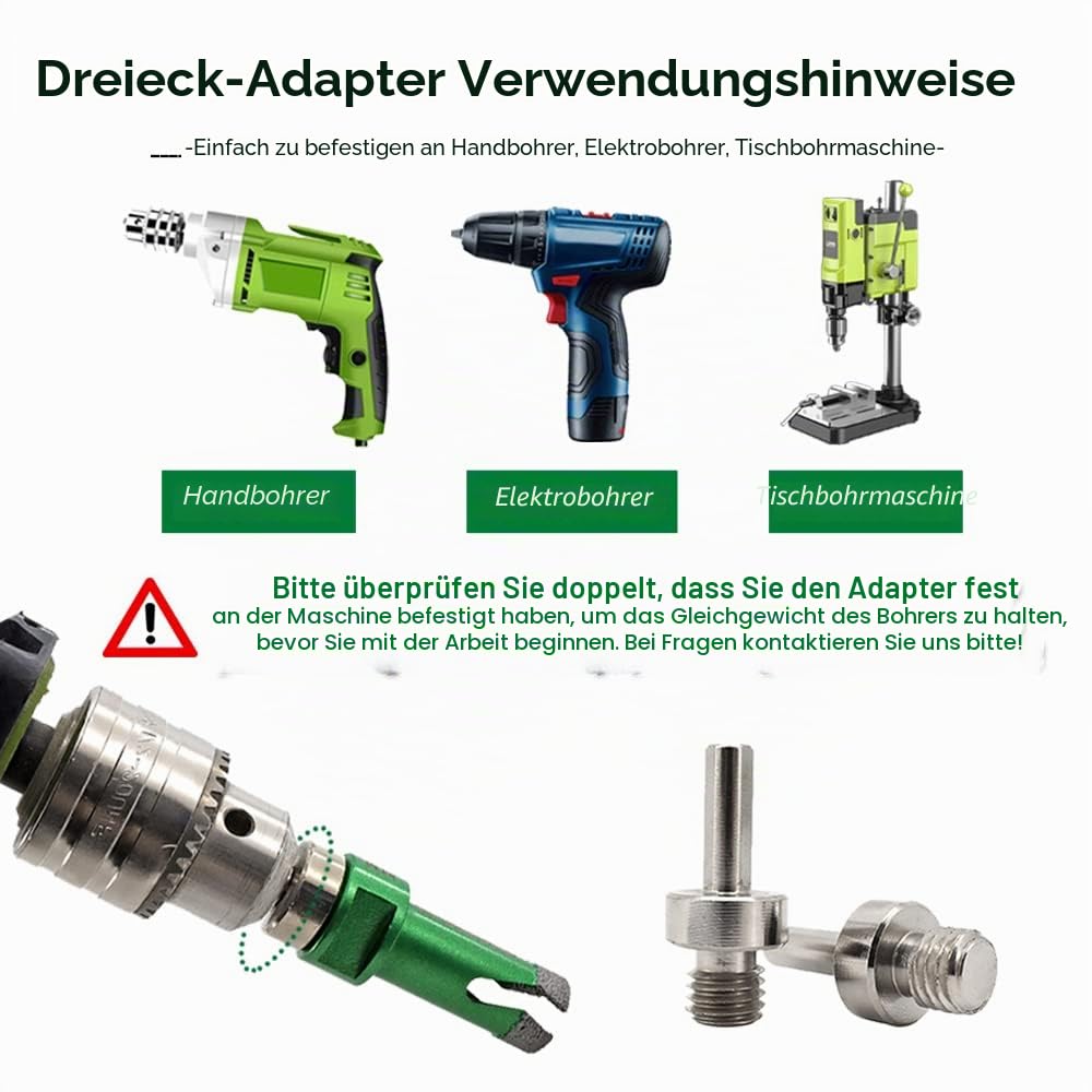Diamant Fliesenbohrer Set - KURSTOL Diamantbohrer 6/8/10/20/32/35/55/68/100MM+20MM Fingerfräs Bit+50MM Fasenbits+125MM Trennscheibe+Dreiecks Adapter für Porzellan Keramik Fliesen Granit Marmor
