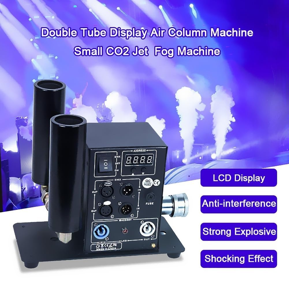 2 Kopf CO2 Nebelmaschine,CO2-Kanone Blaster,Kaltrauchsäulenmaschine für DJ-Bühnen,DMX 512-Steuerung, verstellbarer Winkel und 5–6 m Strahlhöhe für DJs, Konzerte,Partys, Geburtstage und Hochzeiten