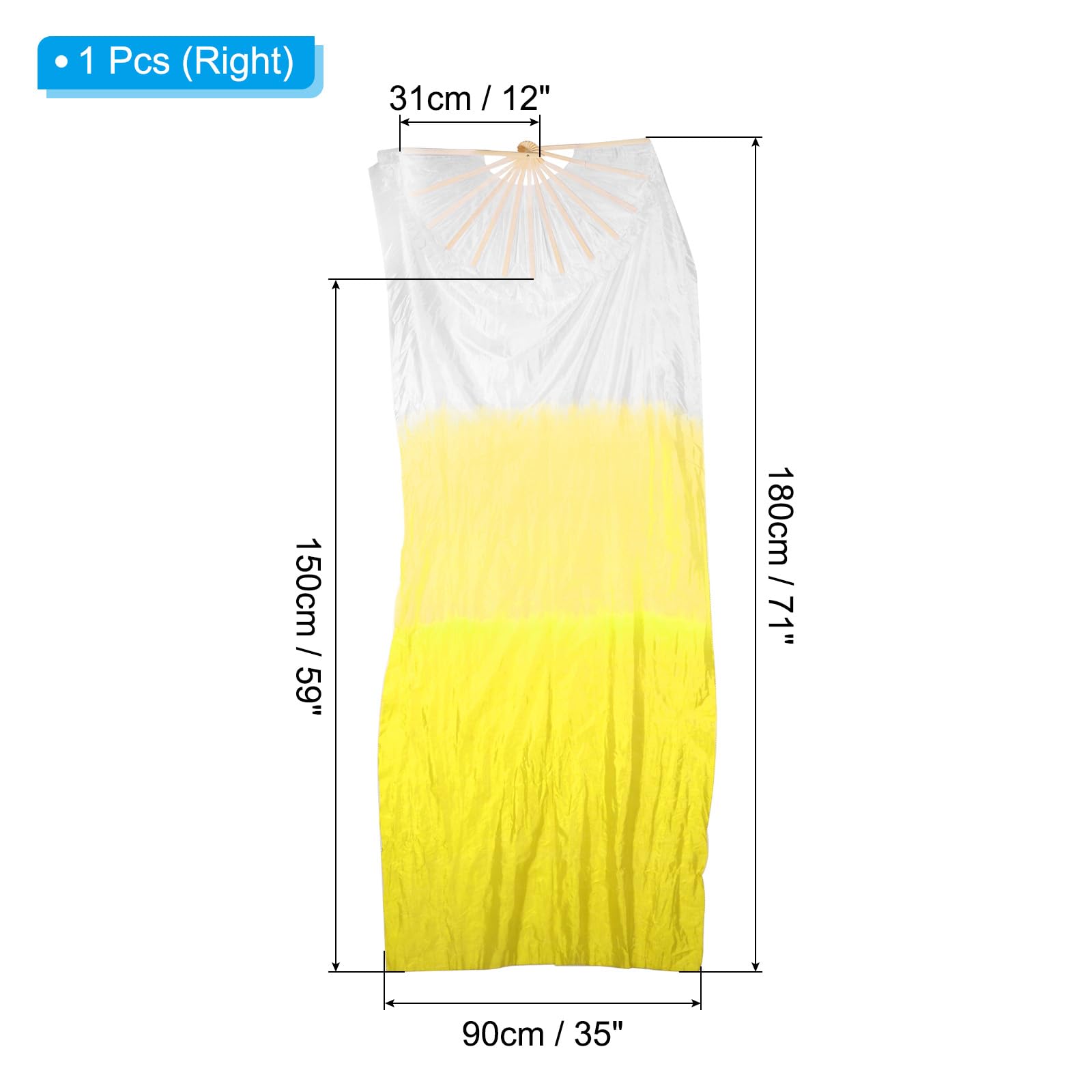 PATIKIL Belly Dance Silk Fan Veil 71" - Image 2