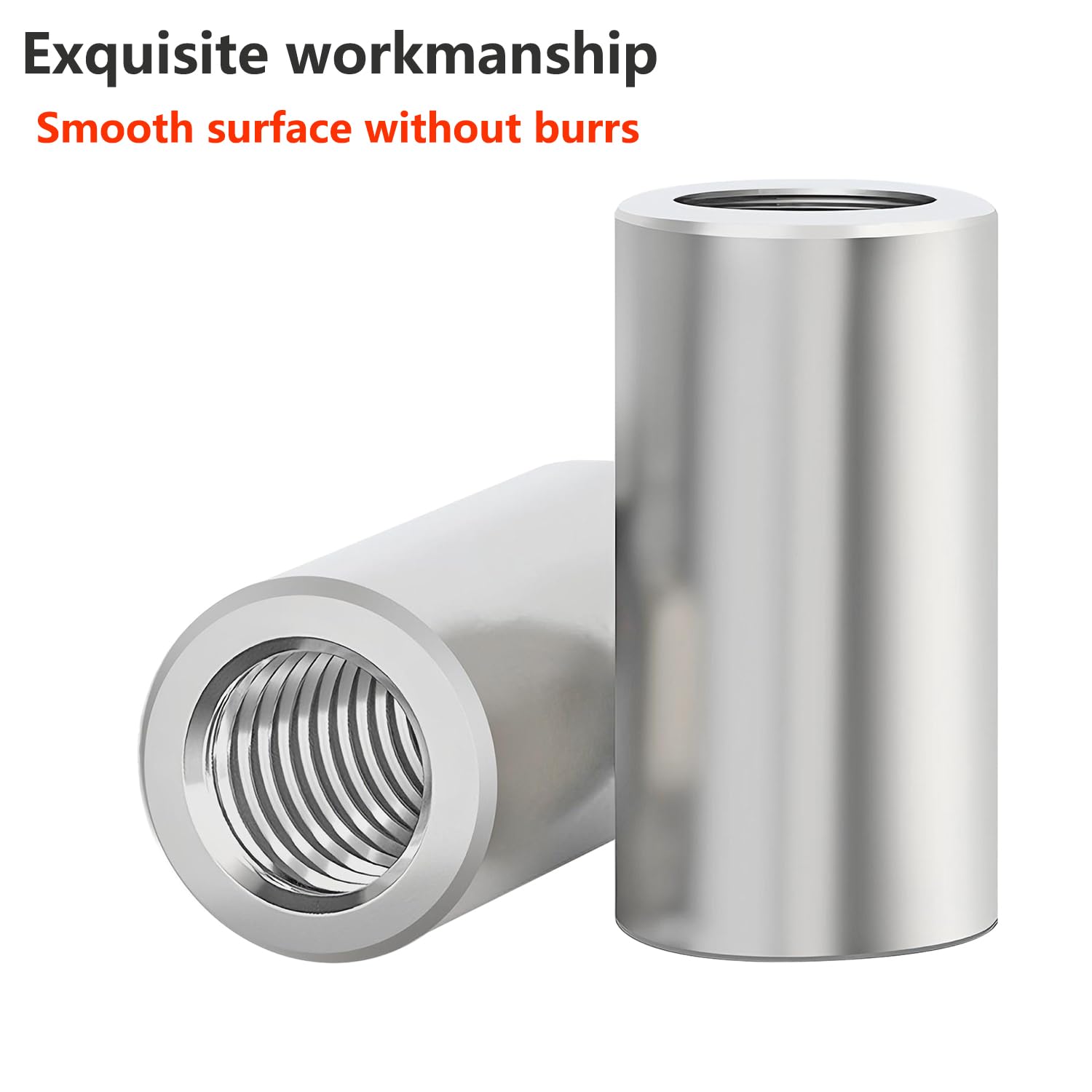 20 Pezzi Dado a Barra Lunga, Dadi di Accoppiamento Cilindrici, in Acciaio Inox 304, M4×8×8mm Dado Rotondo per Casa e Industriale