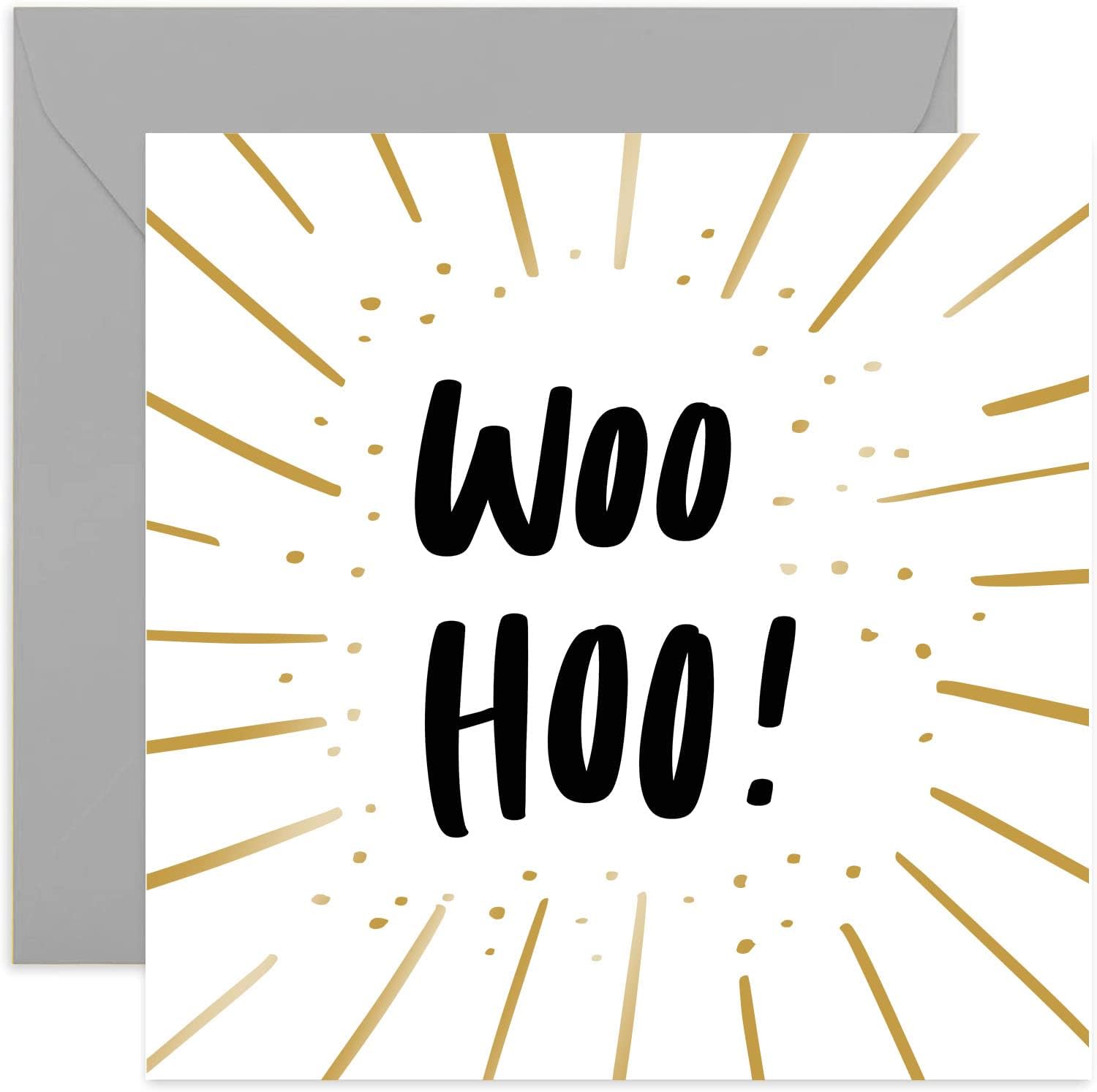 Old English Co. Woo Hoos Congratulations Confetti Card Cute Gold Foil