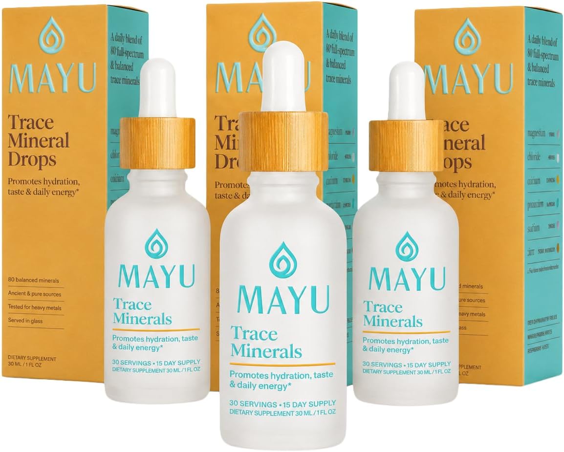 Trace Mineral Drops - 3 Bottles - 80+ Full-Spectrum Ionic Minerals for Water - Great-Tasting Mineral Supplement for Hydration - Magnesium, Potassium & Zinc - No Additives - 90 Servings
