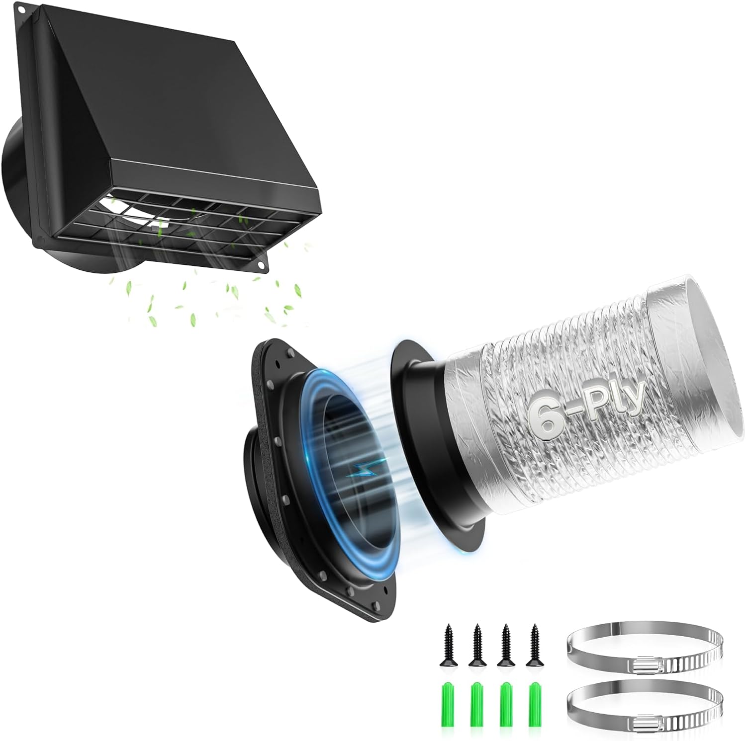 Magnetic Dryer Vent Coupling Connector Kit -Black