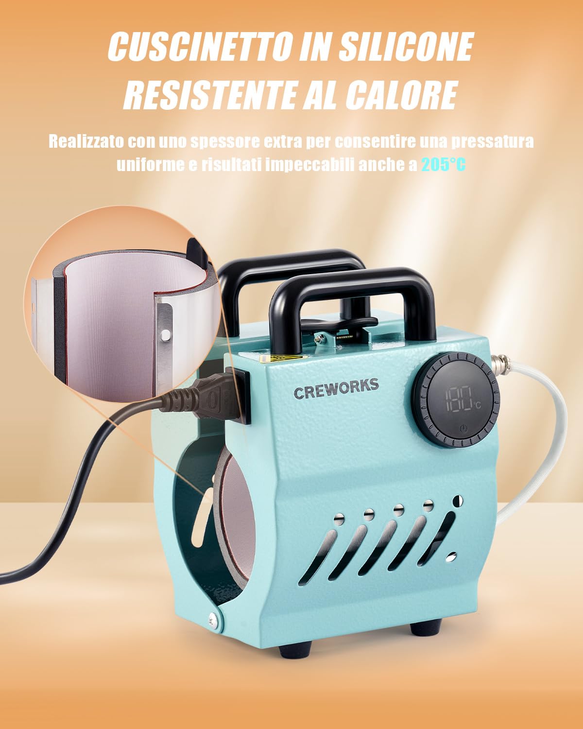 QWORK® 3 Pezzi In Silicone Per Tazze Da Sublimazione Con Nastro Adesivo Resistente Al Calore E Guanto Per Macchina Per Sublimazione Tazze, 25 X 12 Cm, Spessore 4 Mm/3 Mm/1,5 Mm