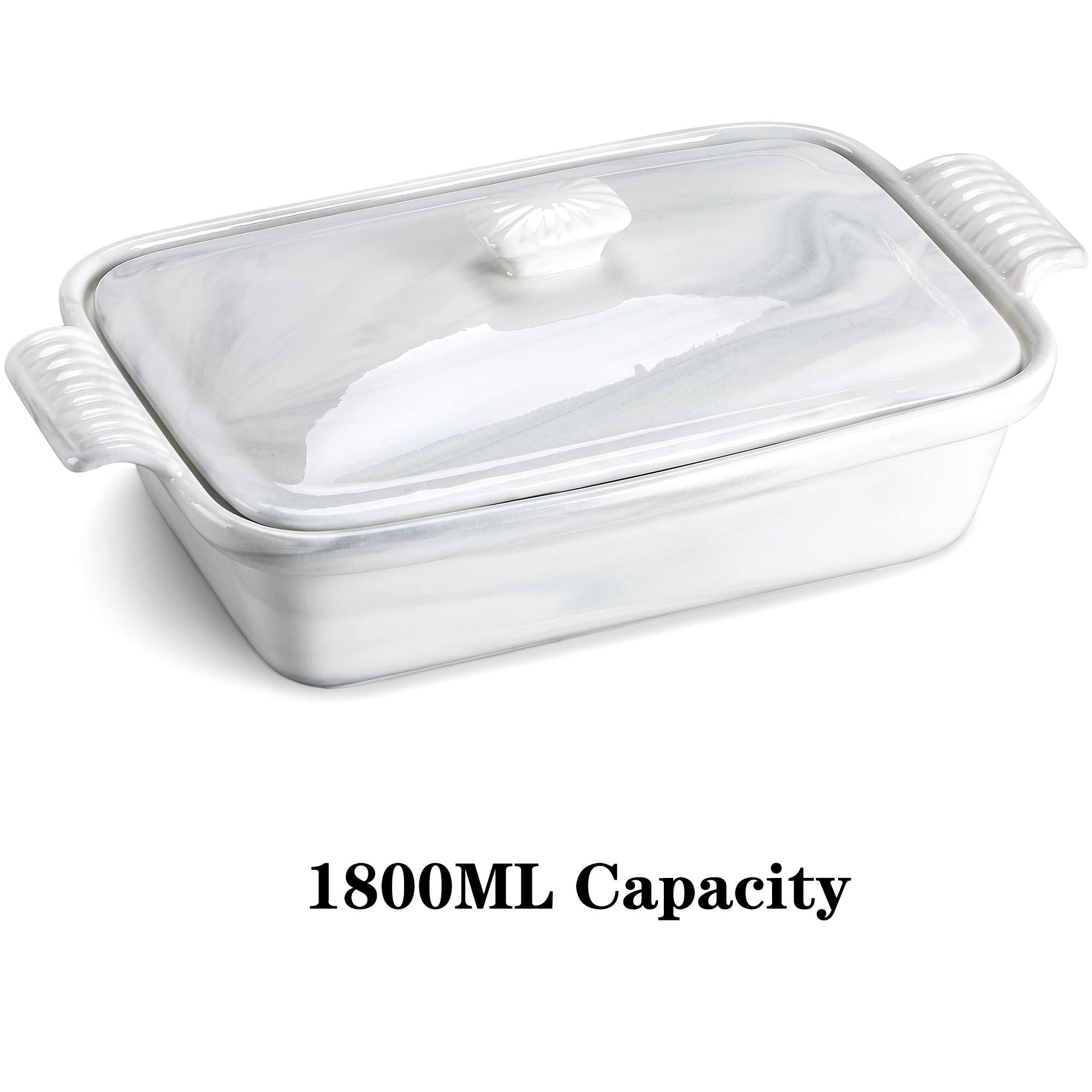 Kochen Backblech Rechteckige Backpfanne Marmor Grau Backformen mit Deckel Haushaltsschale Teller Form-Schwere Tauchteigform Souffle-Form Küche Herdbackblech