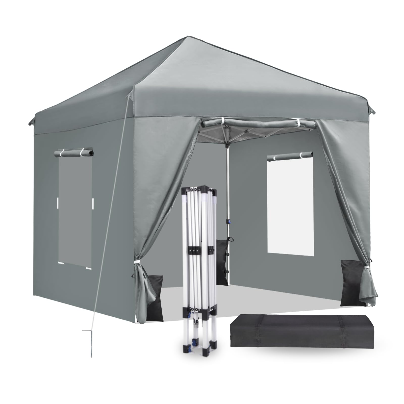 CAJECUS 10'x10' Pop Up Canopy Tent with 4 Removable Sidewalls,Ez Up Outdoor Canopy for Parties,Waterproof Commercial Tent with 3 Adjustable Height, Carry Bag,4 Sand Bags,4 Ropes and 8 Stakes