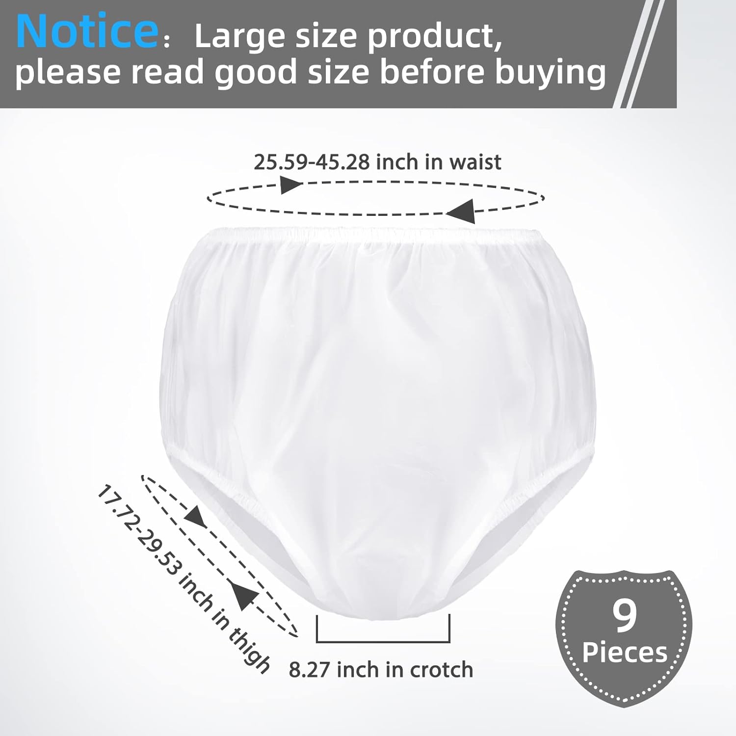 9 Pcs Waterproof Incontinence Underpants Plastic Pants Leak Proof Incontinence Underwear Adult Diaper Cover(l,Clear) - Image 2
