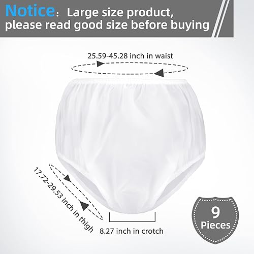 Vista 31 de 9 piezas de pantalones de plástico impermeables para incontinencia, a prueba de fugas, ropa interior para adultos (L, negro)