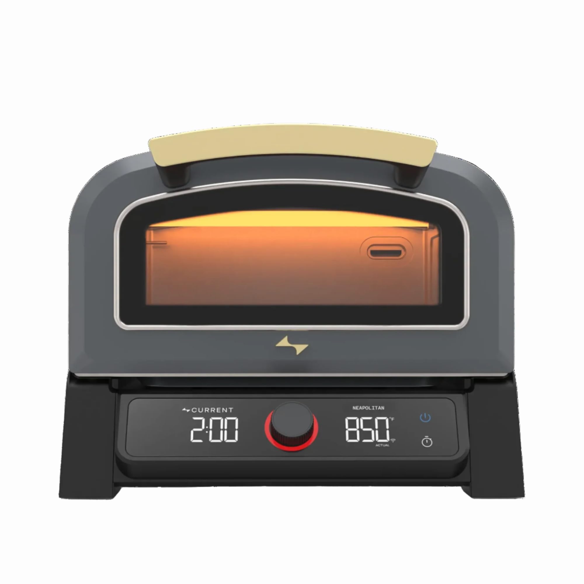 Current Horno eléctrico inteligente para pizza Model P, 12 pulgadas, 454.4 °C máximo, múltiples modos de cocción, conectividad de aplicación para monitoreo de temperatura y tiempos de cocción