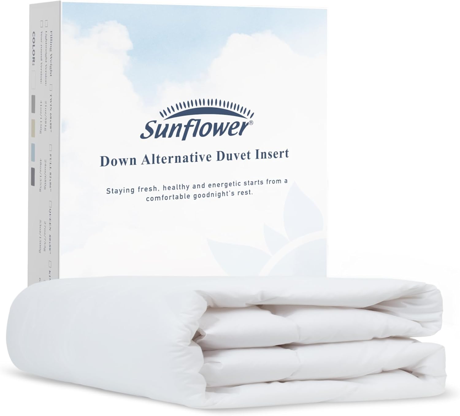 sunflower Comforter Queen Size White Down Alternative Filling 100% Cotton Shell Lightweight Bedding Queen Comforter Blanket for Summer with Corner Tabs Soft Breathable Machine Washable - Thumbnail 2