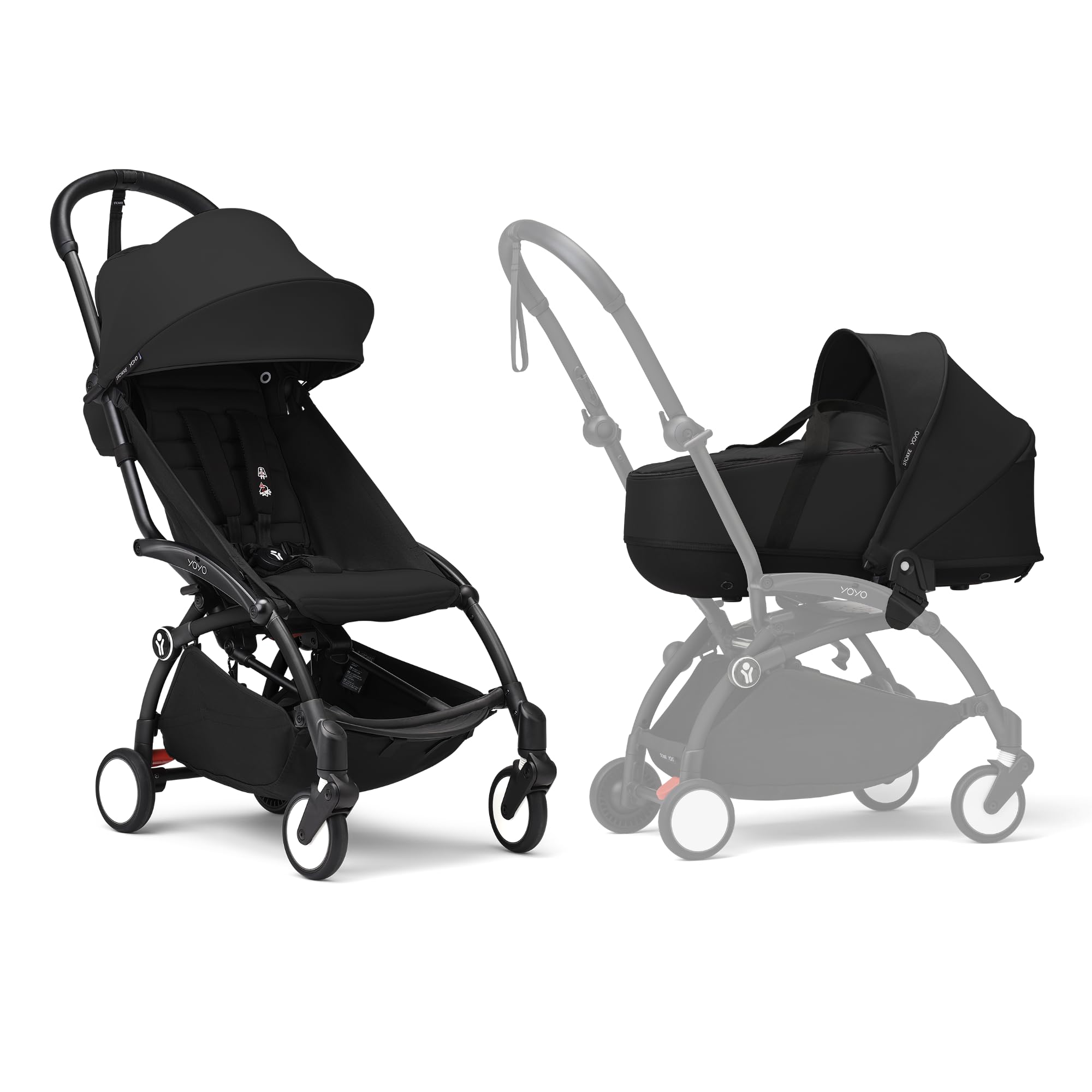 Stokke Cochecito YOYO3 con carcasa para recién nacido, incluye marco negro, paquete de color YOYO 6+ y carcasa para recién nacido