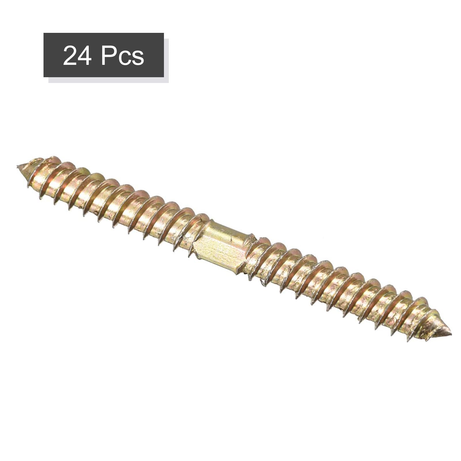 TOP-VIGOR 24Pcs Hanger Bolts, M8x80mm Double Ended Self-Tapping Thread Wood to Wood Dowel Screws, Double Ended Dowel Screws - Image 3