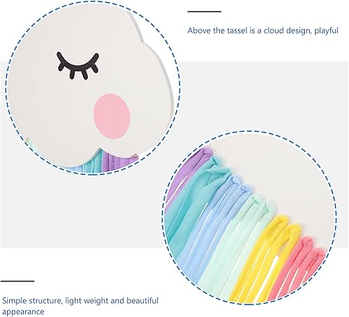Miniatura 4 de Soporte de lazos para el pelo con borla de arco iris soporte de pinzas para el pelo de nube arco iris, organizador de almacenamiento para colgar en