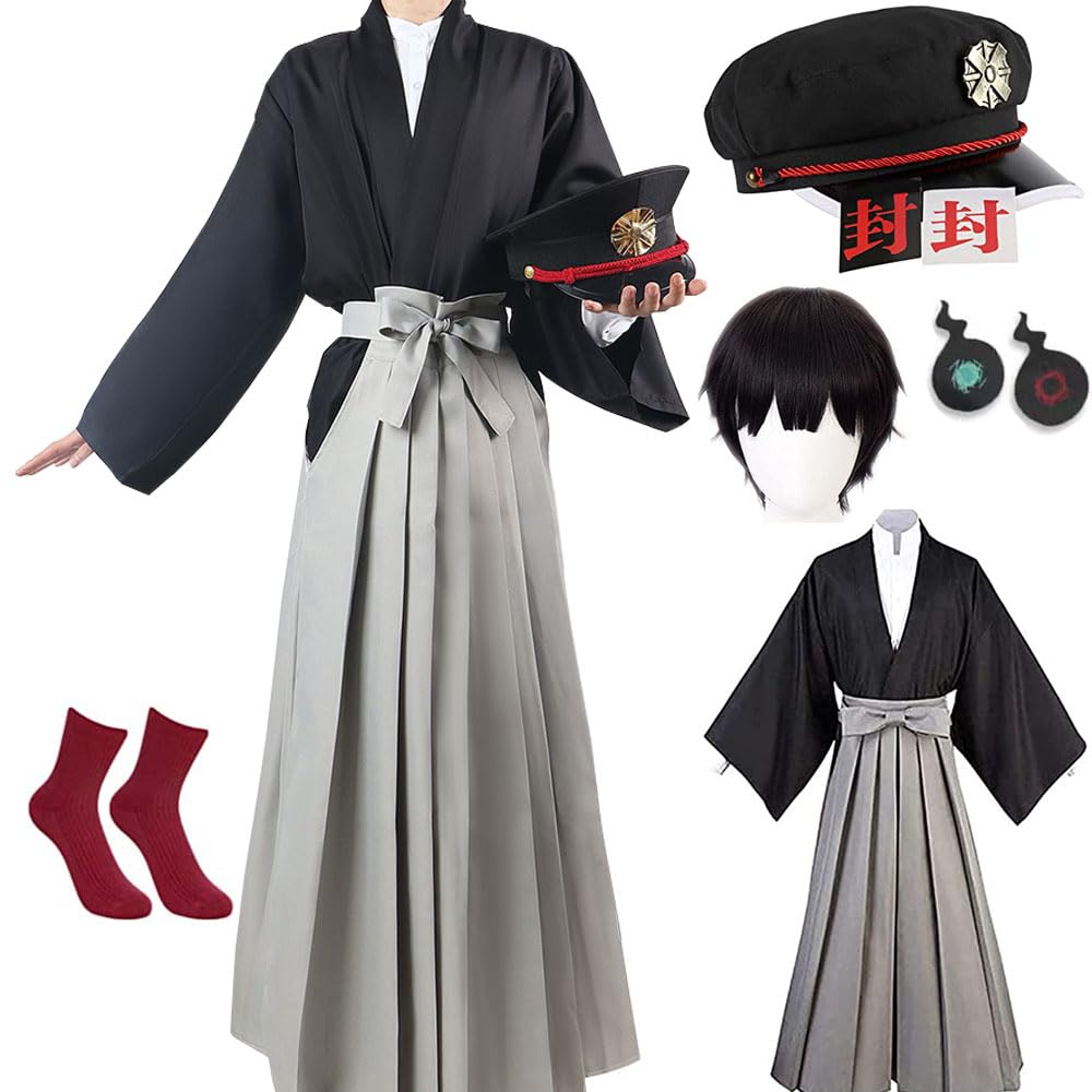 Yugi Tsukasa Cosplay Costume KimonoToilet Bound Yugi Tsukasa Cosplay Outfit Uniform Hat Wig Halloween