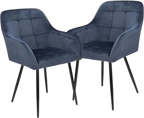 FlamingoCasa Juego de 2 sillas de comedor, sillas de cocina con tapicería de terciopelo, modernos sillones decorativos para sala de estar con patas