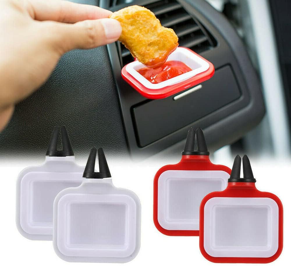Gowxs 4 PCS Car Sauce Holder Vent Dip Clip for Sauce Mini