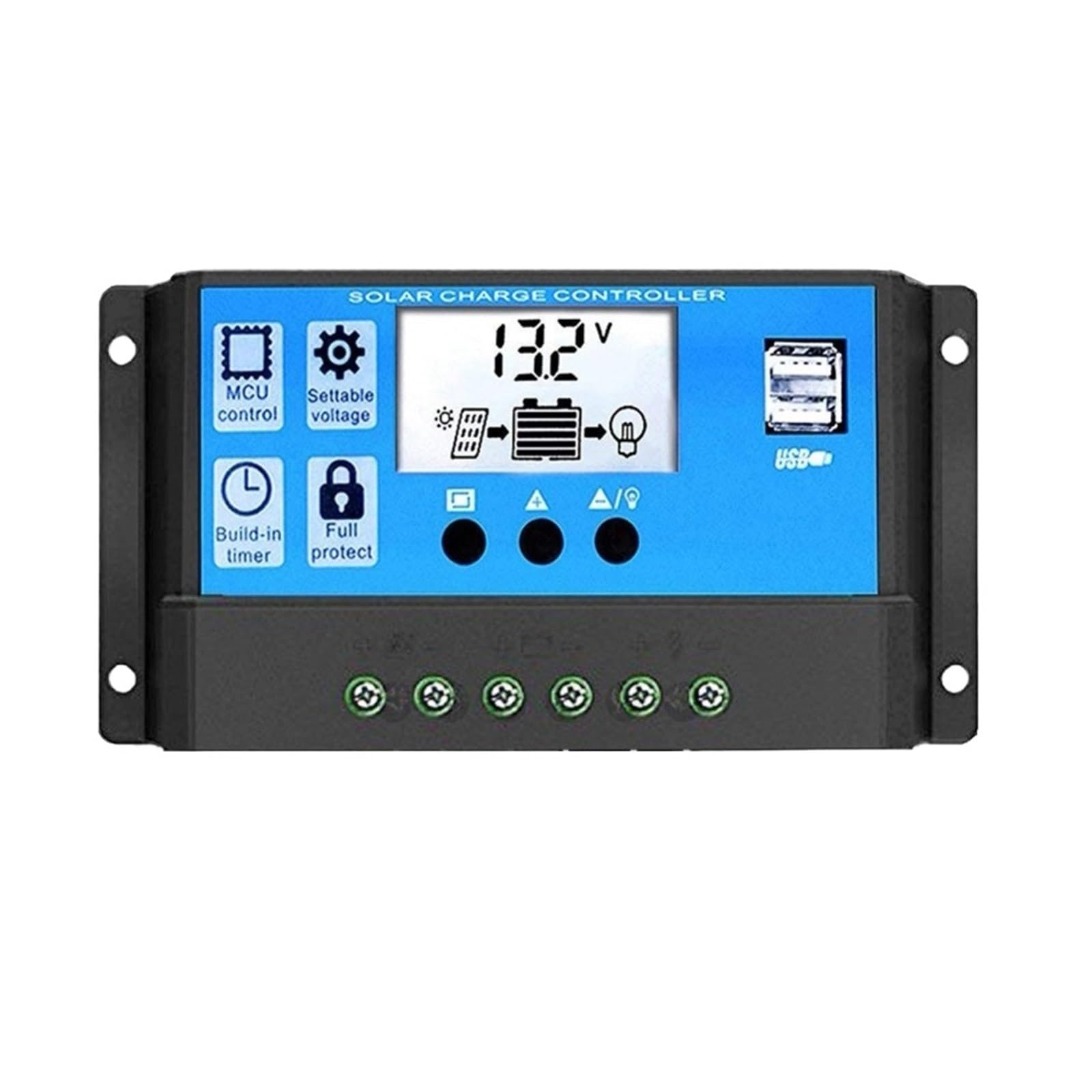 1 szt. PWM 60 A 50 A 40 A 30 A 20 A 10 A regulator ładowania i rozładowania słonecznego 12 V 24 V automatyczny regulator solarny z podwójnym USB 5 V (10 A)