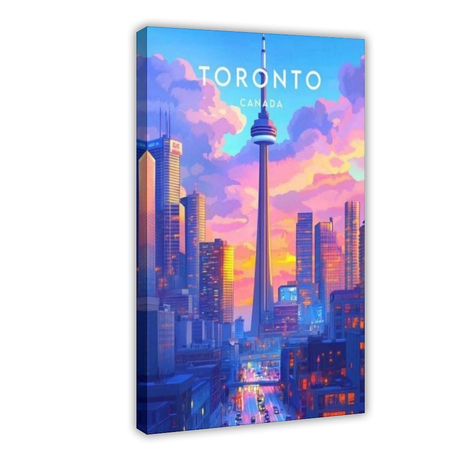 Qgvbgf Toronto Travel Print - Canada Canvas Poster Bedroom Decor Landscape Office Room Decor Gift 24X36inch(60X90cm)