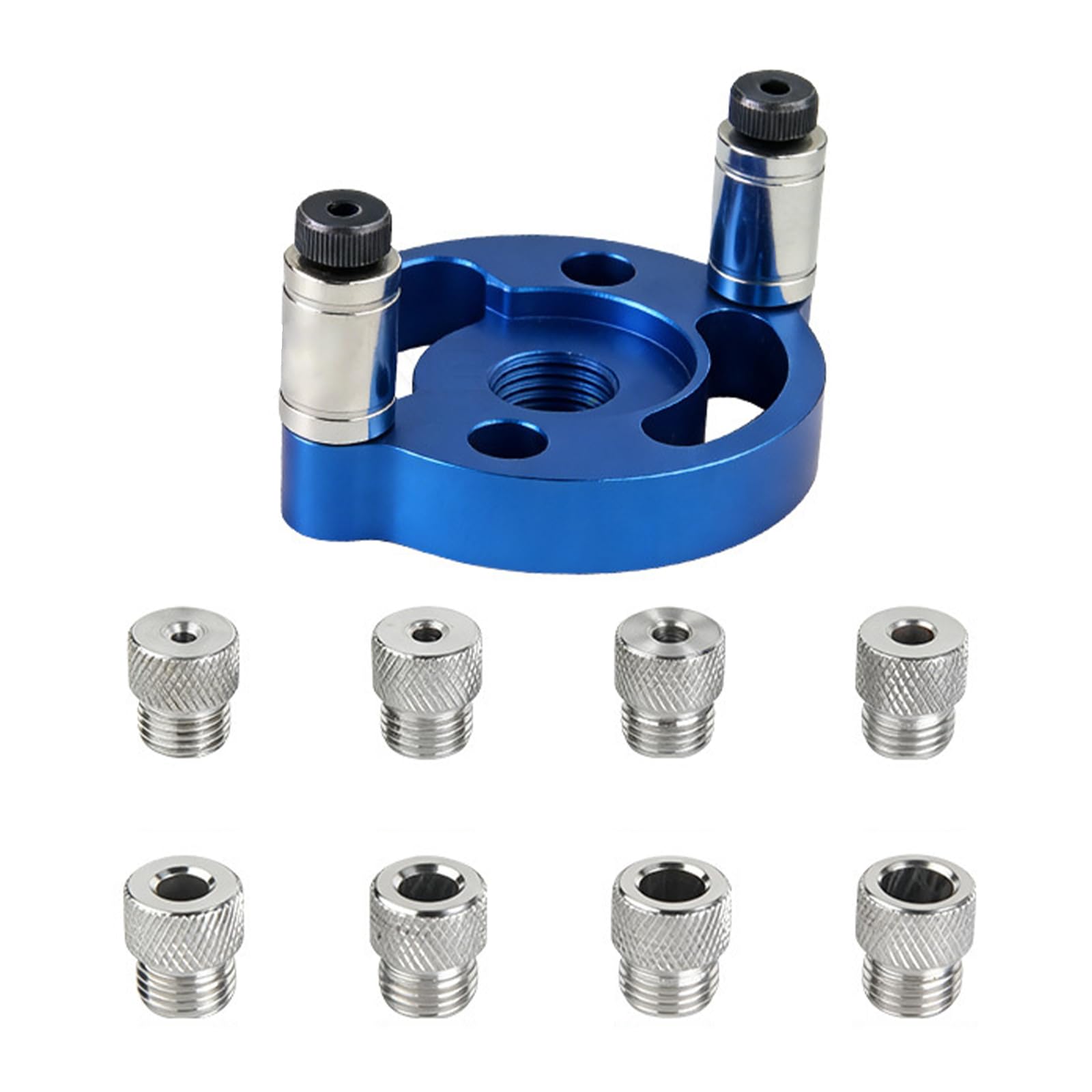 Zbiianxer Blue Professional Woodworking Alignment Jigs With 8 Adjustable Guides And Stable Aluminum Base Plate Drill Positioning Tool Carpentry Positioning Tool