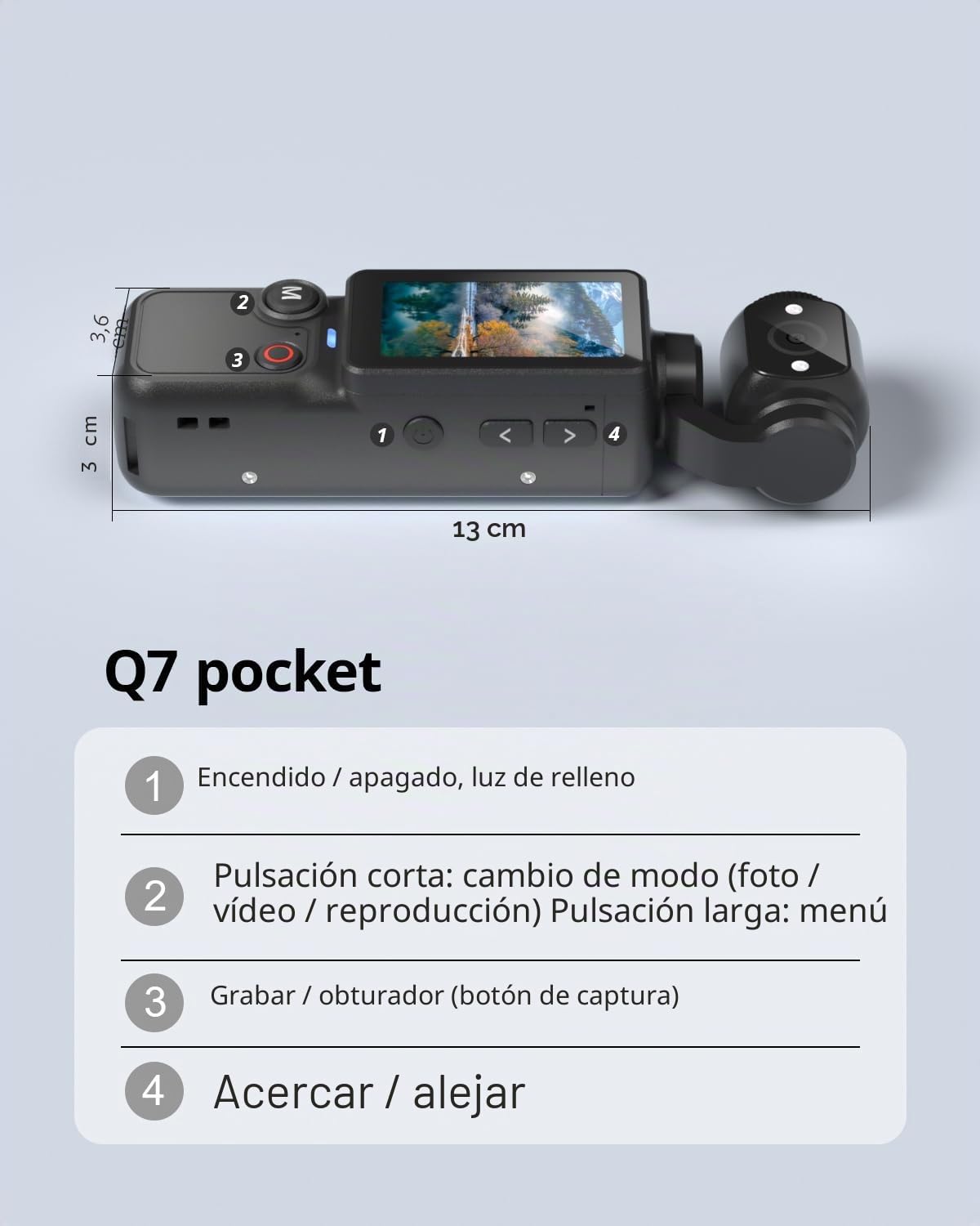 Cámara Mini W&O de Mano para Vlogging Gris Oscuro