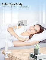 Vista 2 de Tryone Gooseneck Phone Holder Stand for Bed Flexible Arm Adjustable Cell Phones Mount Clamp on Desk Bedframe Compatible with iPhone 14 Pro Max 13 12