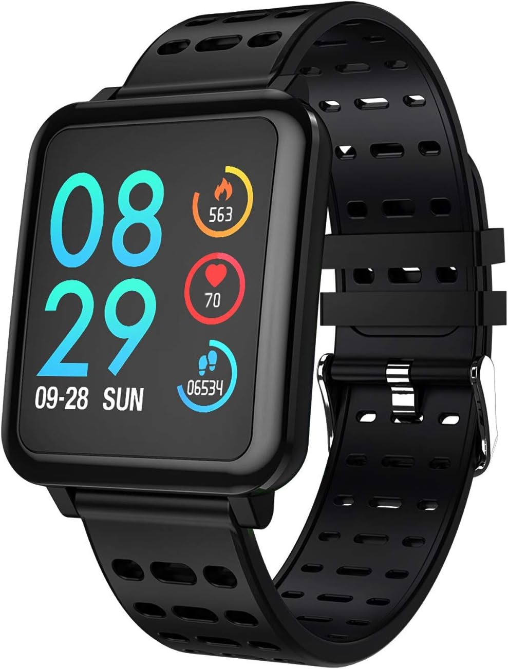 COULAX Men's cx05002 Bluetooth Smart, Sports Watch Activity Tracker Pedometer with Heart Rate Sleep Monitor Steps Counter Calls SMS Notification Remote Camera Music for Kids Women, Black-1, 1.33