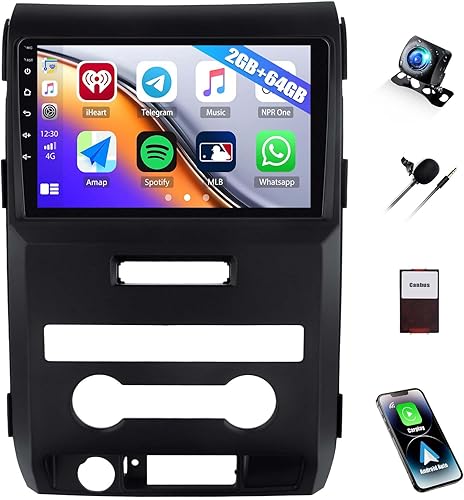 Para 2009-2012 Ford F150 F-150 SVT Raptor Android 11 Radio estéreo para coche con Apple CarPlay Android Auto 2+32GB 9 "Pantalla táctil Radio de