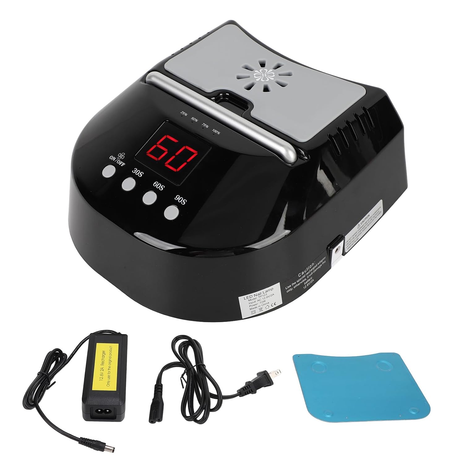 Nail Dryer, Professional Nail Drying Lamp with 3 Timers, Fast Curing LED Nail Light Nail Curing Lamp with 24Pcs Lamp Chips and Portable Handle for Home Nail Salon (Black) (US