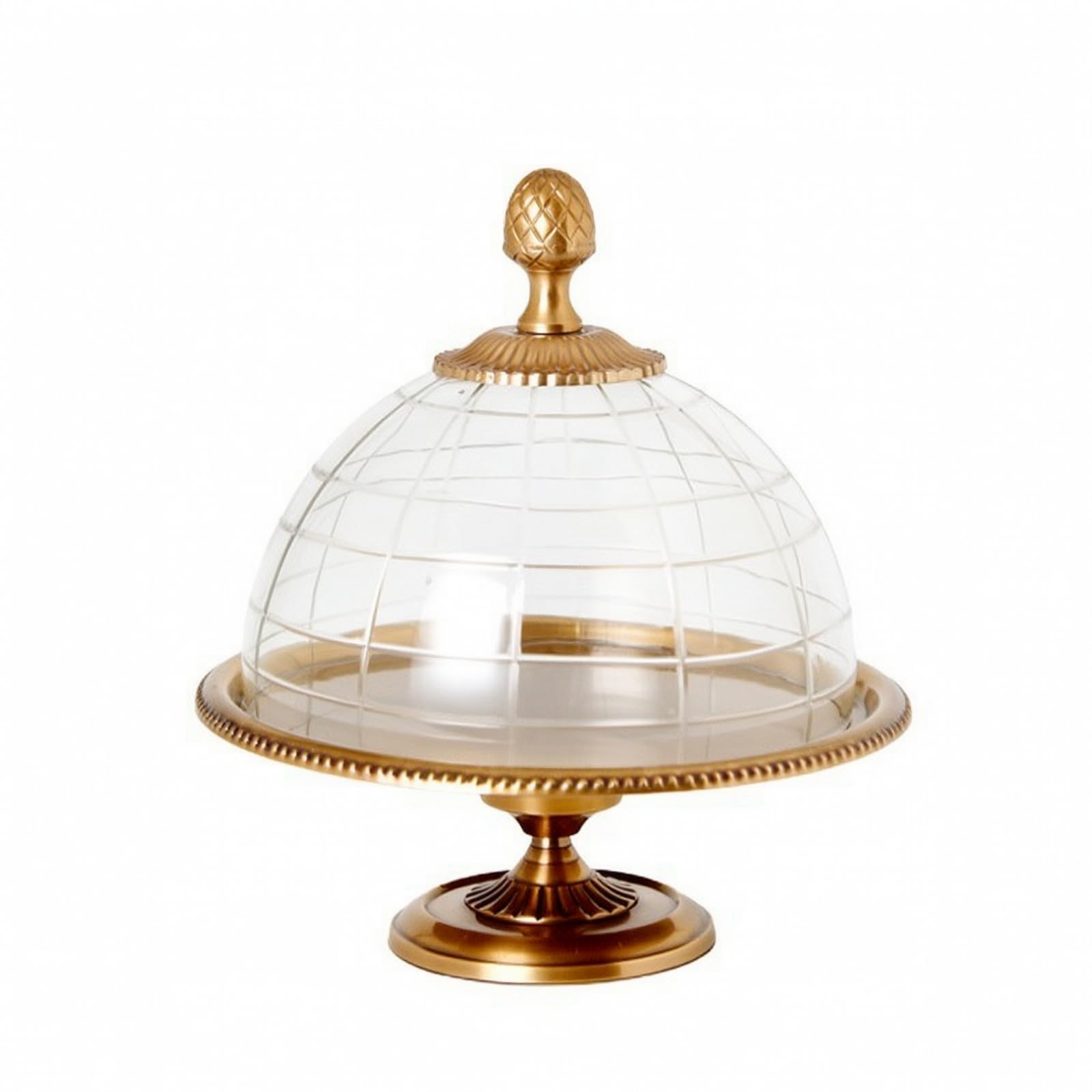 Baoblaze Vassoio con Campana di | Dettagli in Rame Dorato, lavorato a mano, Vassoio con Coperchio, per Tavola, 23cmx23cmx27cm