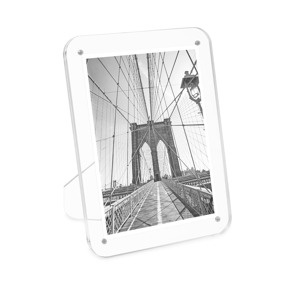 Cadre photo magnetique acrylique 12.7x17.8 cm avec chevalet de table bicolore amovible