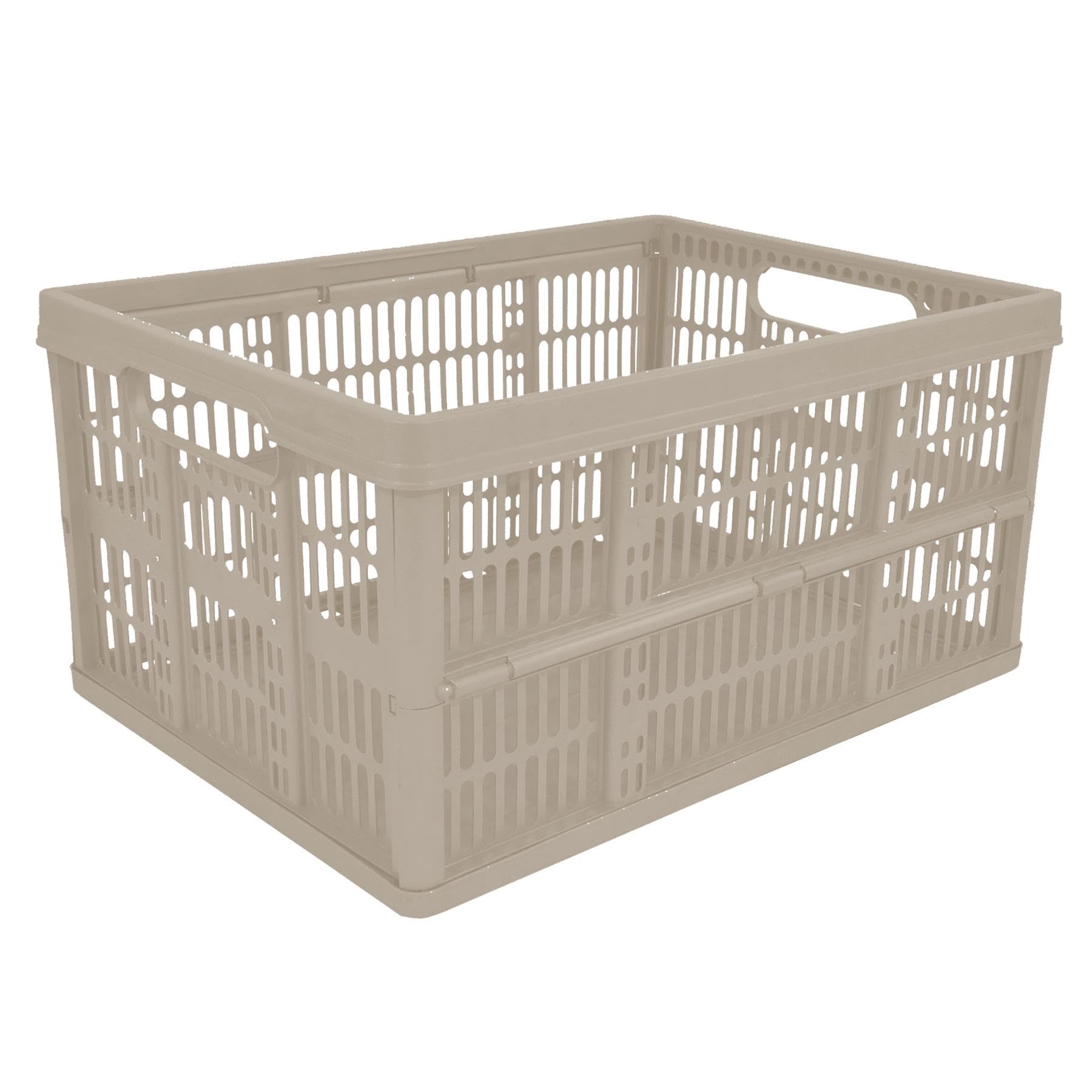 simpa 32L 32 Litre Mushroom Plastic Folding Storage Container Basket Crate Box Stackable Portable Folds Flat - Single Crate