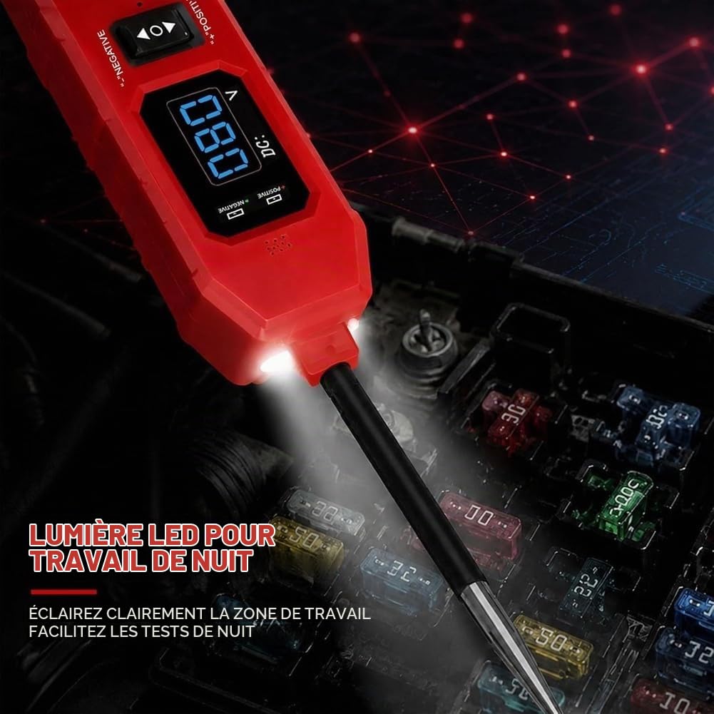 Testeur de Circuit Automobile Testeur de Relais 2 en 1 Testeur de Tension Numérique 12-24v Testeur de Circuit de Puissance DC Outil de Diagnostic de Relais