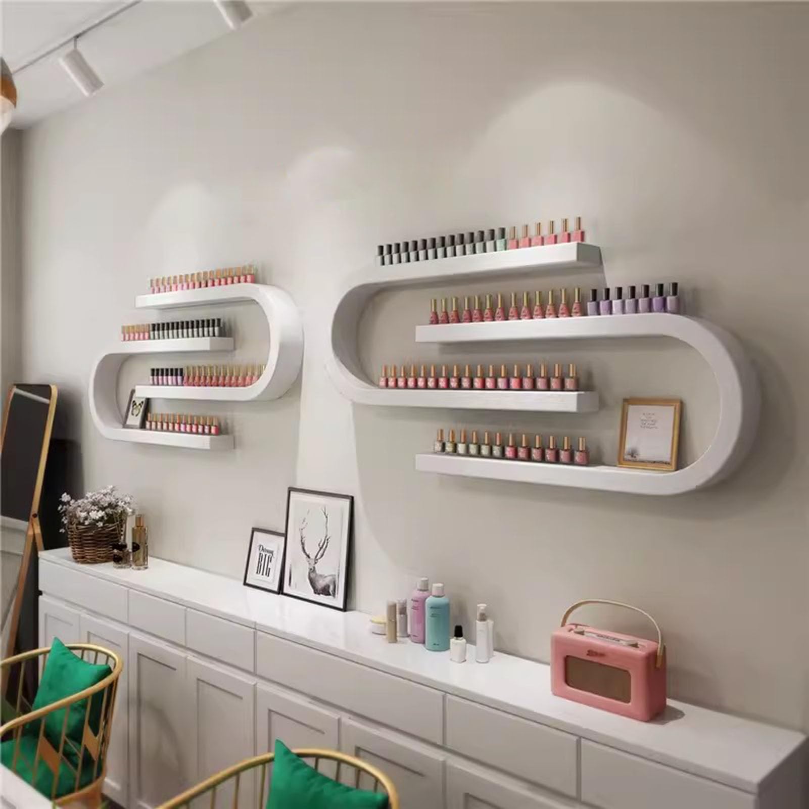 Scaffale Portasmalto a Forma di U, Organizer da Parete, Scaffale per Smalti, Vetrina per Cosmetici, Rossetti, Profumi, Vernici, Inchiostro per Tatuaggi, Olio Essenziale
