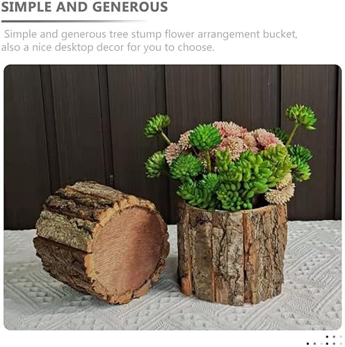 Miniatura 8 de OSALADI Tocón de madera maceta 2pcs corteza flor cubo planta madera pila rústica macetas