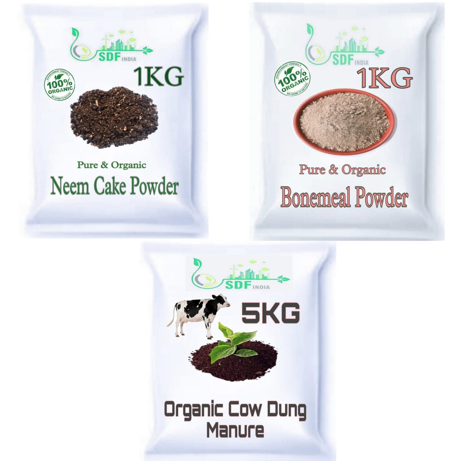 SDF 3 In1 Combo Offer (1Kg Neem Cake Powder,5Kg Cow Dung Manure, 1Kg Bone Meal Powder) (B0BV24R98J) Amazon Price History, Amazon Price Tracker