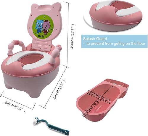 Miniatura 2 de HTTMT - Baby Kids Pink Bear Asiento de inodoro portátil para entrenamiento para ir al baño con almohadilla para niños pequeños, cómodo asiento suave