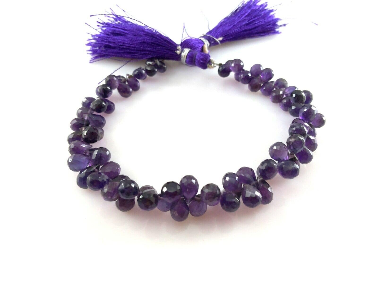 Perles en améthyste naturelle violette 4x6mm, fil de pierre facettée pour création bijoux DIY