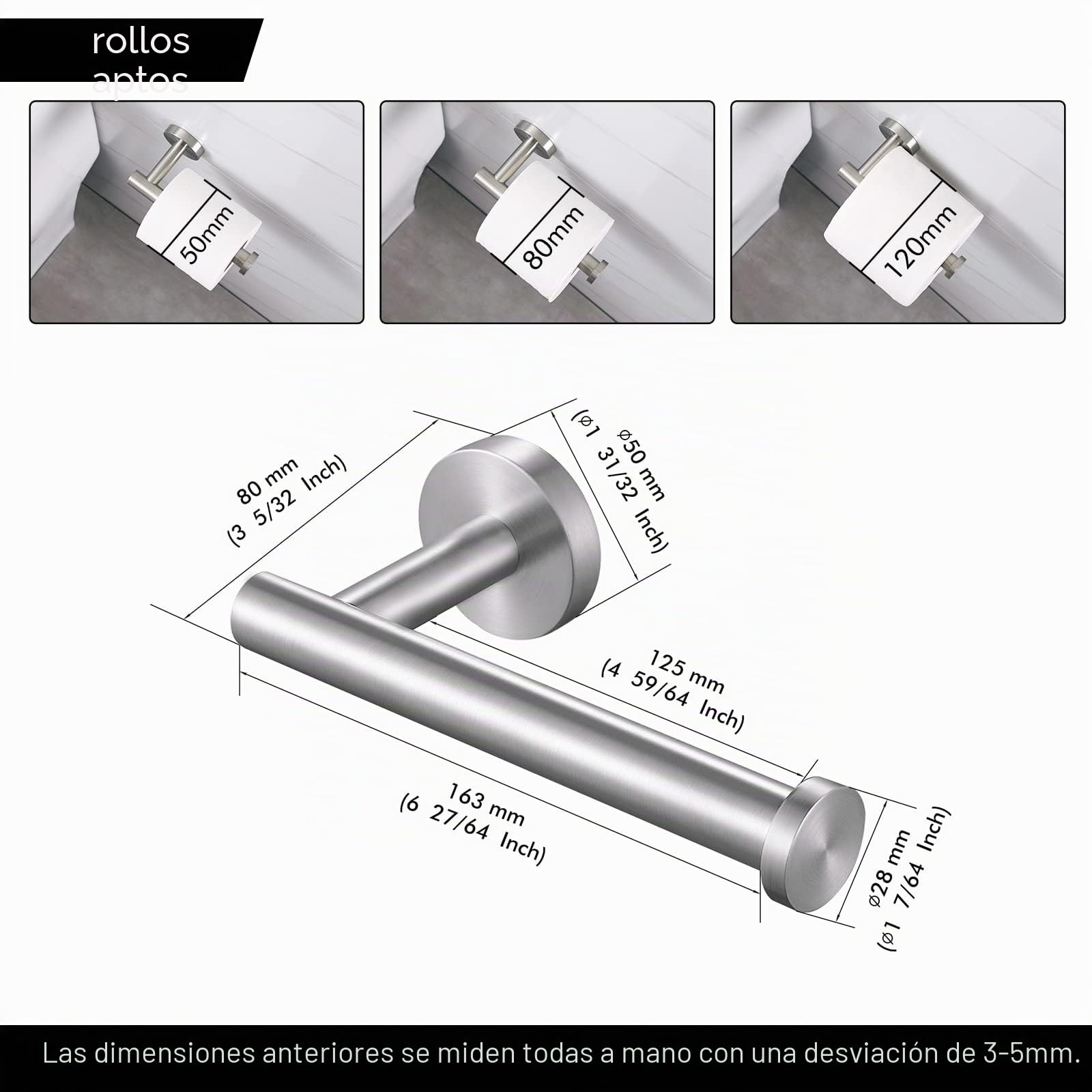 KES Portarrollos para Papel Higiénico Soporte Papel Higienico Acero Inoxidable 18/8 Portarrollo Baño Portarollos Porta Rollos WC Cepillado, A2175S12-2