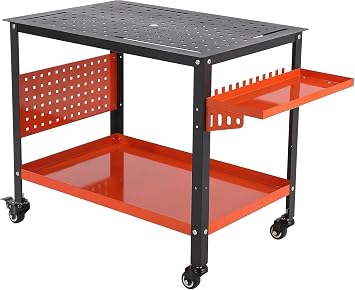 TrailBlaze 36 x 24 Steel Welding Table, 1200 Lb Portable Welding Fixture Table for Shop, Rolling Welding Table with 5/8" Holes for Shop Garage with Tool Tray