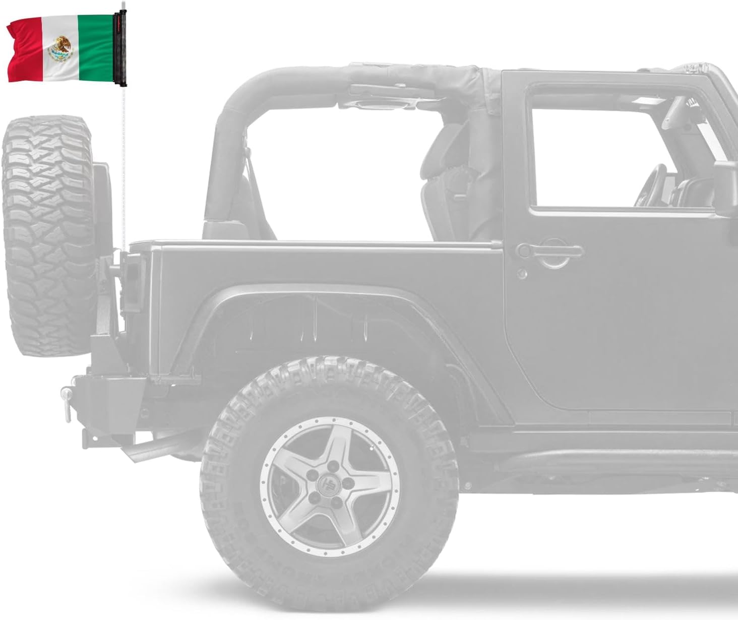 Forever Wave (Mexico) Flag 12x18 – Easy Change Double-Sided Outdoor Polyester Flags for CB Antenna - Exterior Accessories - Zippered Replacement Flag + Universal CB Antenna Sleeve, Made in USA